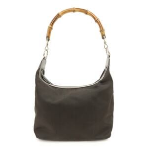Gucci Bamboo Nylon Shoulder Bag Brown